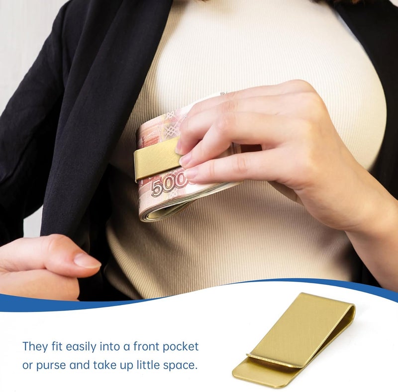 Philbinden 10Pcs Stainless Steel Money Clip Silver Slim Cash Clip for Men, Metal Money Clips Minimalist Pocket Cash Wallet - Image 5